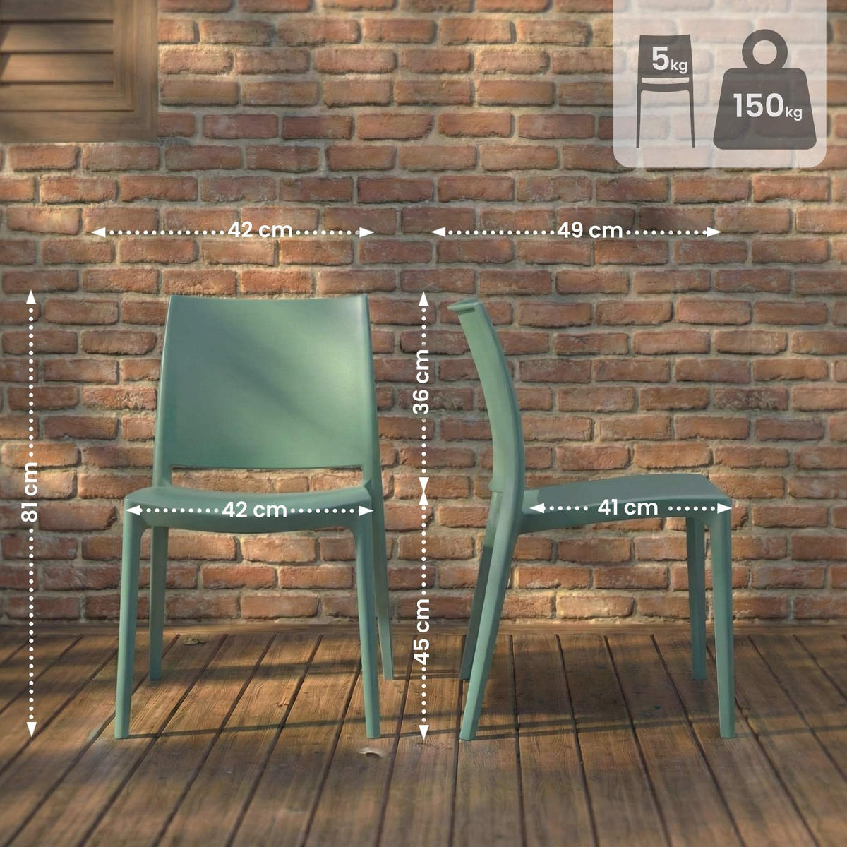 GARTENSTUHL Kunststoff Oliv - Olivgrün, Kunststoff (42/81/49cm) - CLP