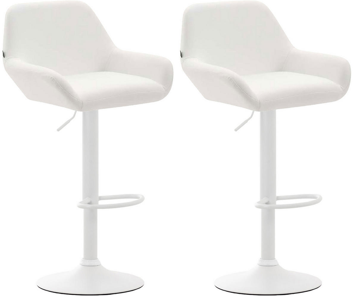 BARHOCKER 2er Set Prag Kunstleder weiß weiß - Weiß, Kunststoff/Metall (51/109/52cm) - TPFLiving