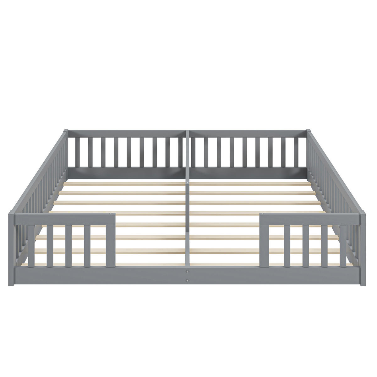 KINDERBETT Kindereinzelbetten 90/200 cm mit Sicherheitsgitter, Lattenrost und Kiefer für 2 Kinder, Grau - Grau, Holzwerkstoff (90/200cm) - Redom