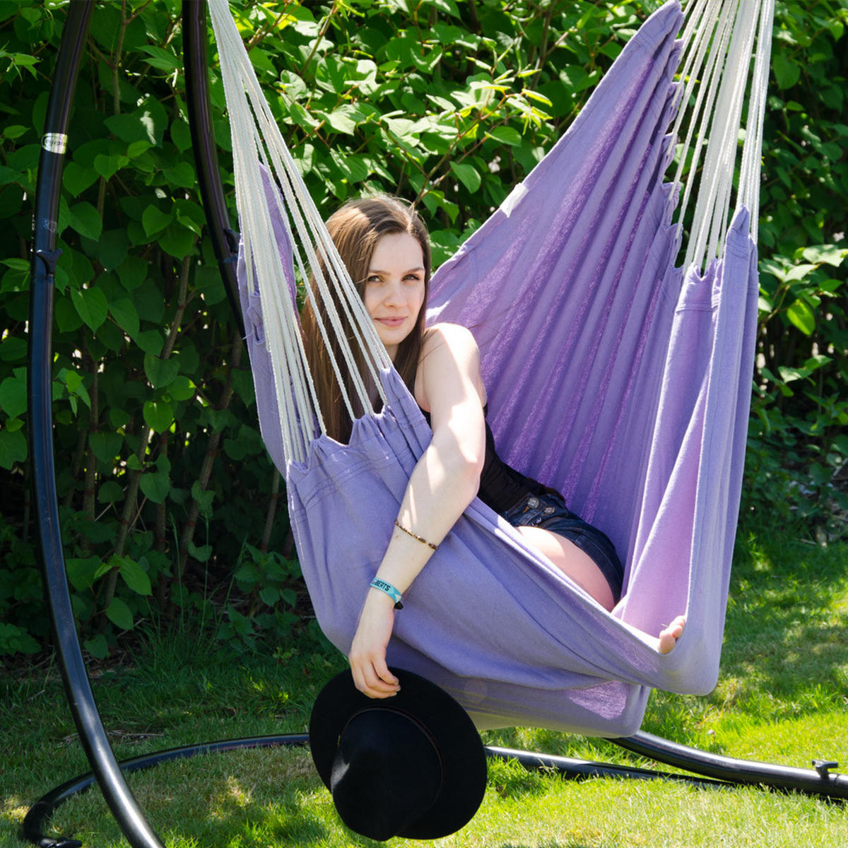 XXL HÄNGESESSEL 185/130 cm Belastbar bis 150 kg Violett Flieder - Rosa, Textil (130/155/185cm) - Amanka