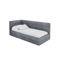 EINZELLBETT Jugendbett mit Bettkasten, Rechts - BEMY 90x200 Grau - Blaugrau, Holzwerkstoff/Textil (90/200cm) - ALTDECOR