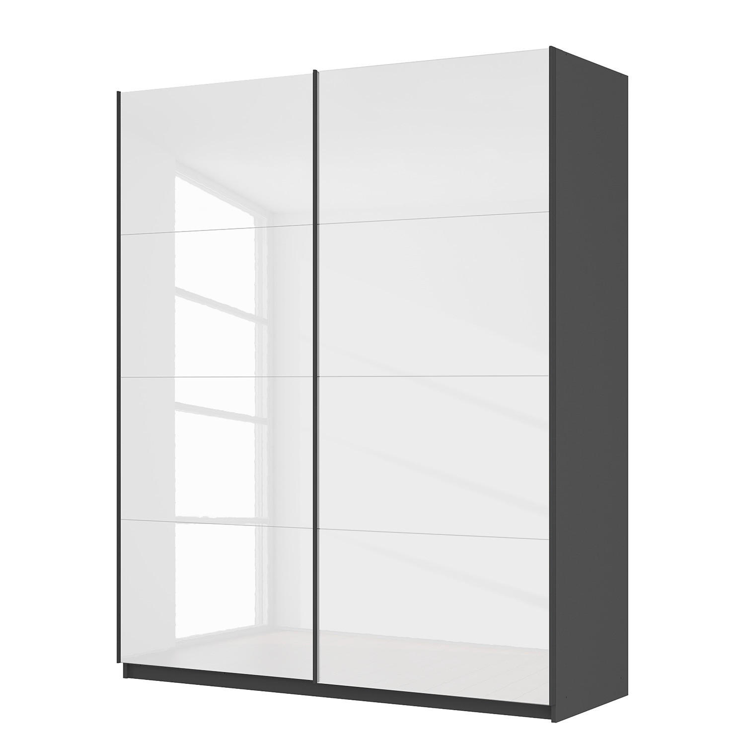 SCHWEBETÜRENSCHRANK - Weiß Hochglanz/Grau, Holzwerkstoff (181/222/68cm) - home24