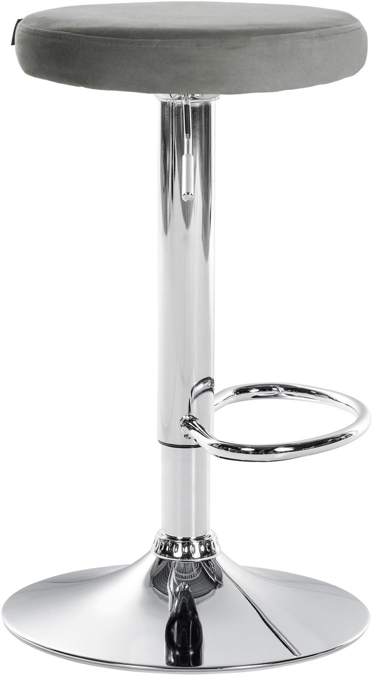 BARHOCKER 2er Set Pontius Samt chrom grau - Chromfarben/Grau, Textil/Metall (38.5/81/38.5cm) - TPFLiving