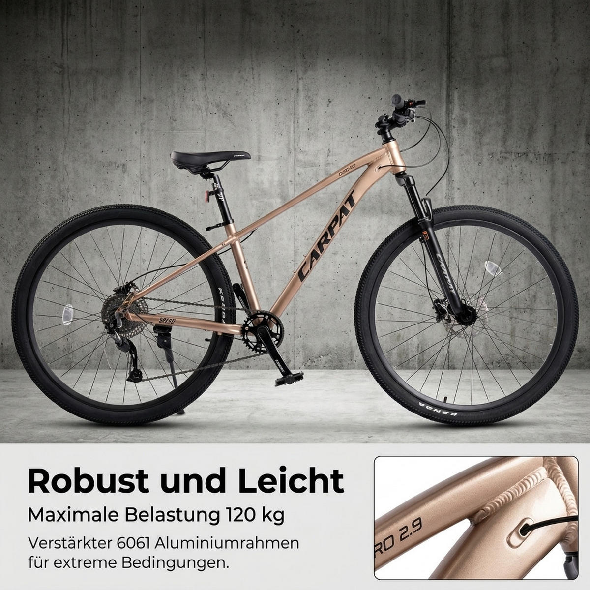 MOUNTAINBIKE 26 Zoll Braun – Hydraulische Scheibenbremsen – 1x9 Gangschaltung – Aluminiumlegierung - Braun, Metall (20cm) - Oxeza
