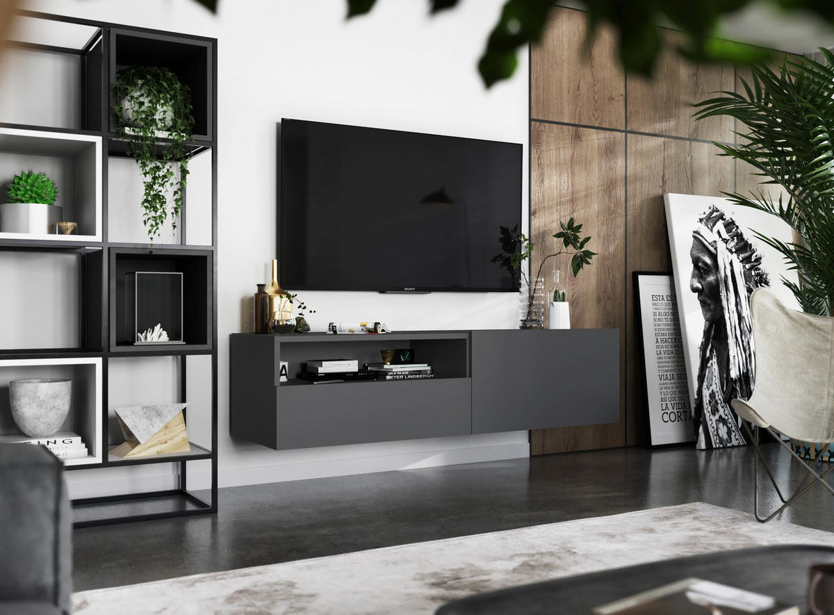 TV-SCHRANK Enjoy Graphit matt Schublade 120 cm - Grau, Holzwerkstoff (120/30/35cm) - Meble Lindner