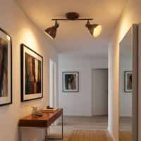 DECKENLEUCHTE GIORGIO Metall rostfarben, schwenkbar - Braun, Glas (45/15/21cm) - Globo Lighting