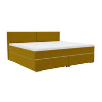 FAMILIENBETT BOXSPRINGBETT Webstoff Gelb 260/200 cm - Chromfarben/Gelb, Kunststoff/Textil (260/200cm) - 99rooms