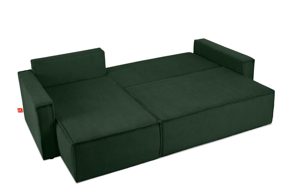 ECKSOFA-LINKS/RECHTS NAPI Schlaffunktion mit Cordbezug, dunkelgrün - Dunkelgrün/Schwarz, Textil (246/148cm) - KONSIMO®