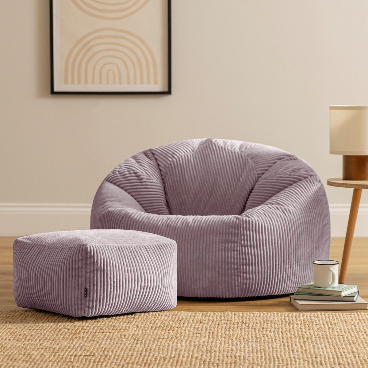 SITZSACK Klassisch + Hocker, Cord - Flieder, Kunststoff/Textil (85/50/85cm) - icon