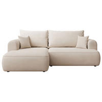 ECKSCHLAFSOFA Ovo Mini Creme Easy-Clean-Chenille-Bezug - Creme/Schwarz, Kunststoff/Textil (238/156cm) - Selsey