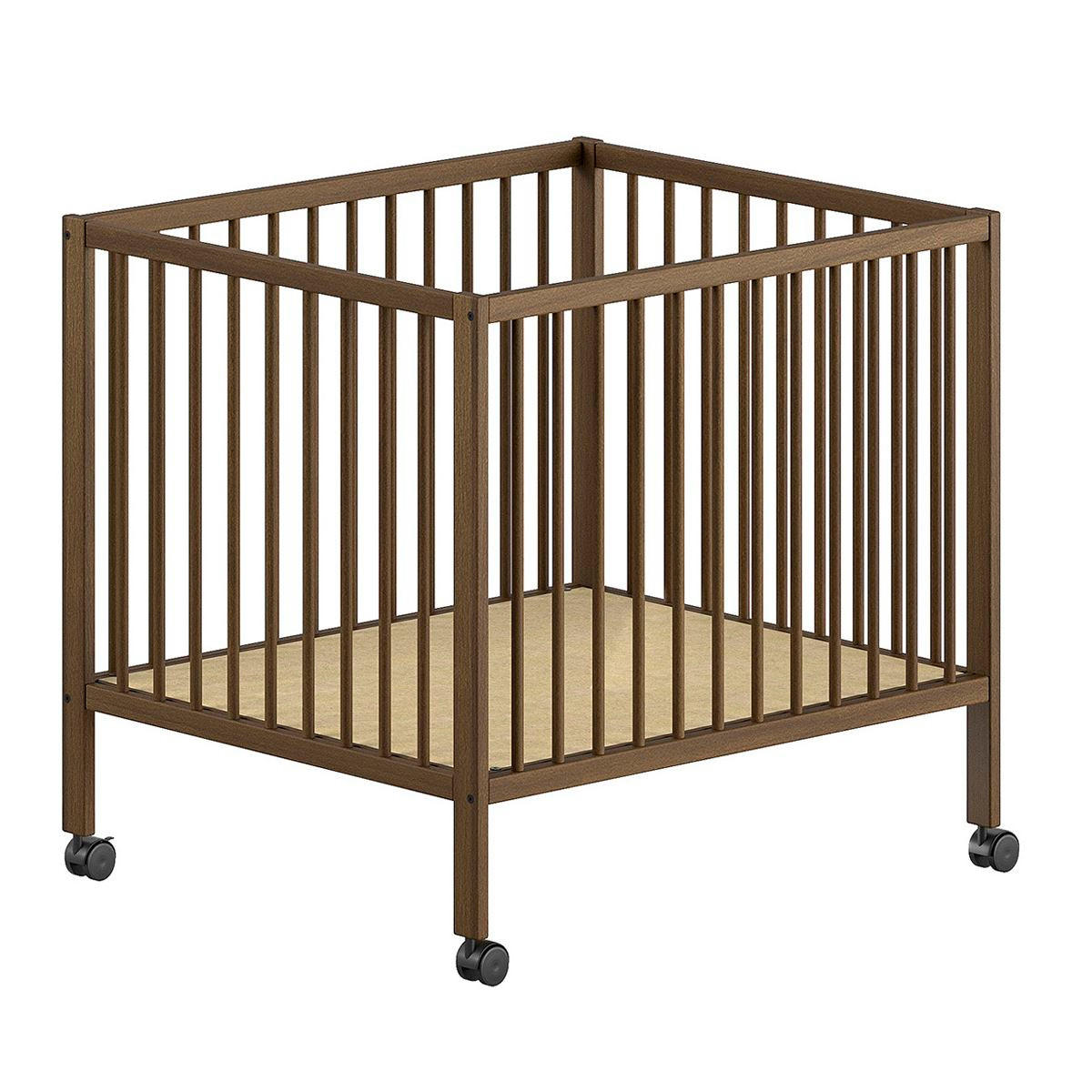 GITTERBETT auf Rollen Keira 3-fach höhenverstellbar Buche massiv nuss - Nussbaumfarben, Holz (75/95cm) - 58aufmkessel
