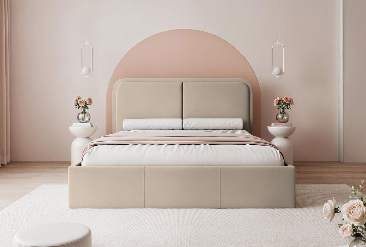 POLSTERBETT OLLEO 120x200 cm, Beige - Taupe, Textil (120/200cm) - Fedve