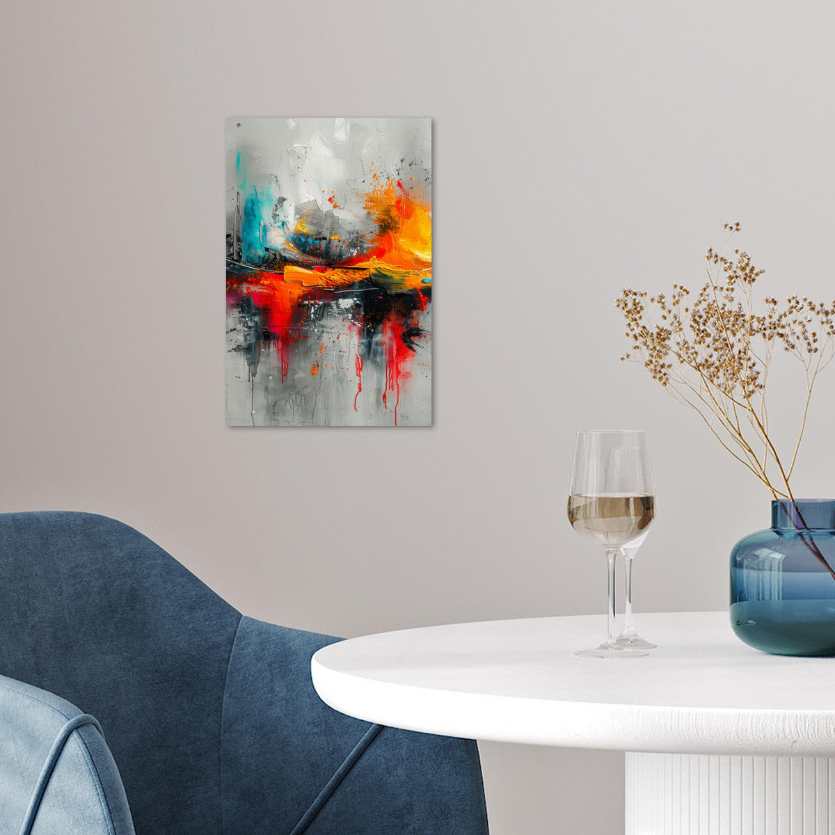 POSTER Moderne Kunst - Orange - Grau - Abstrakt 20x30 cm - Hellgrau, Papier (20/30/0.1cm) - MuchoWow