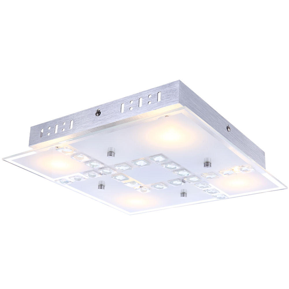 LED DECKENLEUCHTE Kristall Glas Silber - Silberfarben, Glas (32/32/6.5cm) - Globo Lighting