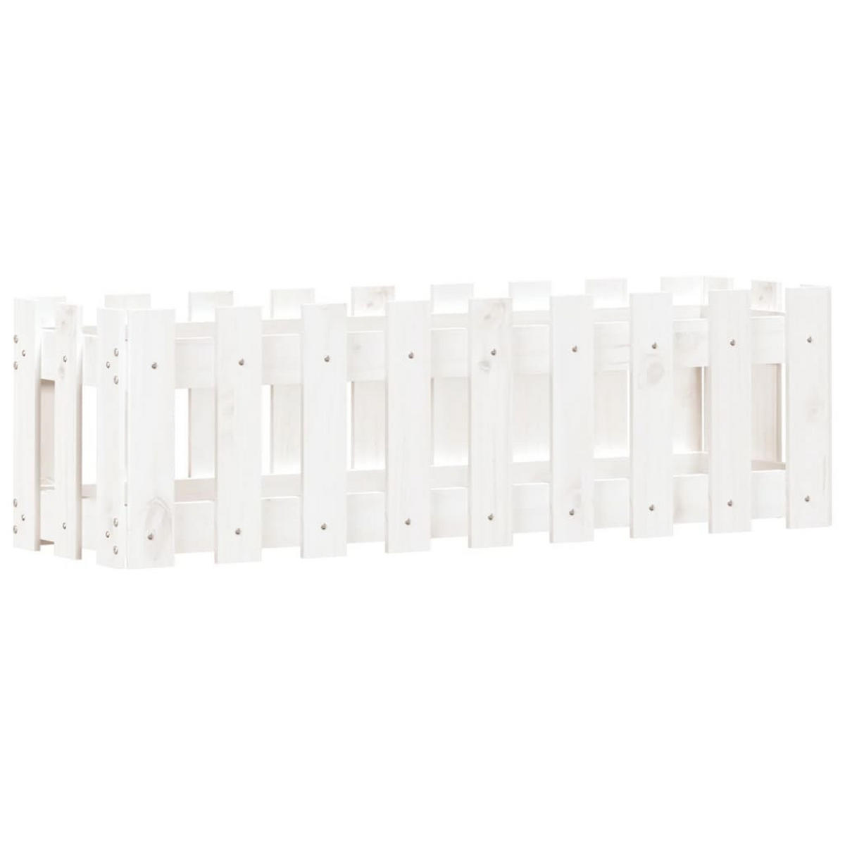 HOCHBEET Lattenzaun-Design Weiß 100x30x30 cm Massivholz Kiefer - Weiß, Holz (30/30/100cm) - furnicato
