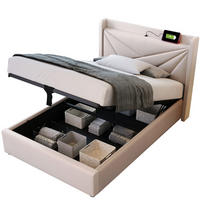 POLSTERBETT 90/200 cm mit Bettkasten, USB/Typ-C und gepolstertem Kopfteil - Beige, Textil (90/200cm) - BEAOK
