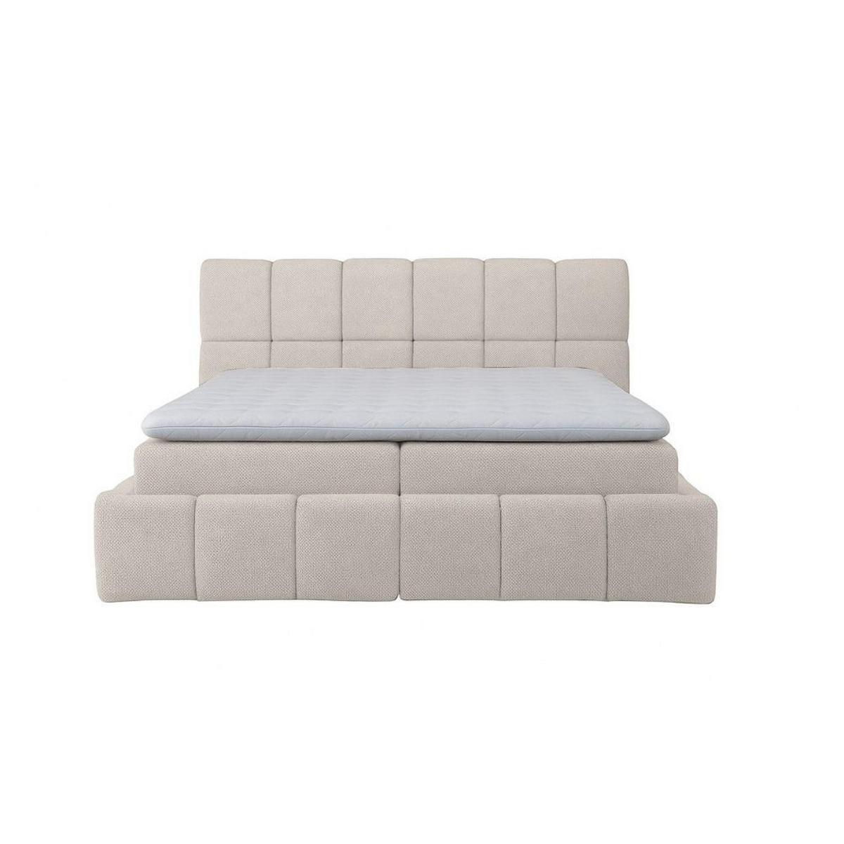 BOXBETT Anna mit Taschenfederkernmatratze und Topper, 180x200, Hellgrau - Hellgrau, Holzwerkstoff/Kunststoff (180/200cm) - AN-Moebel 4u