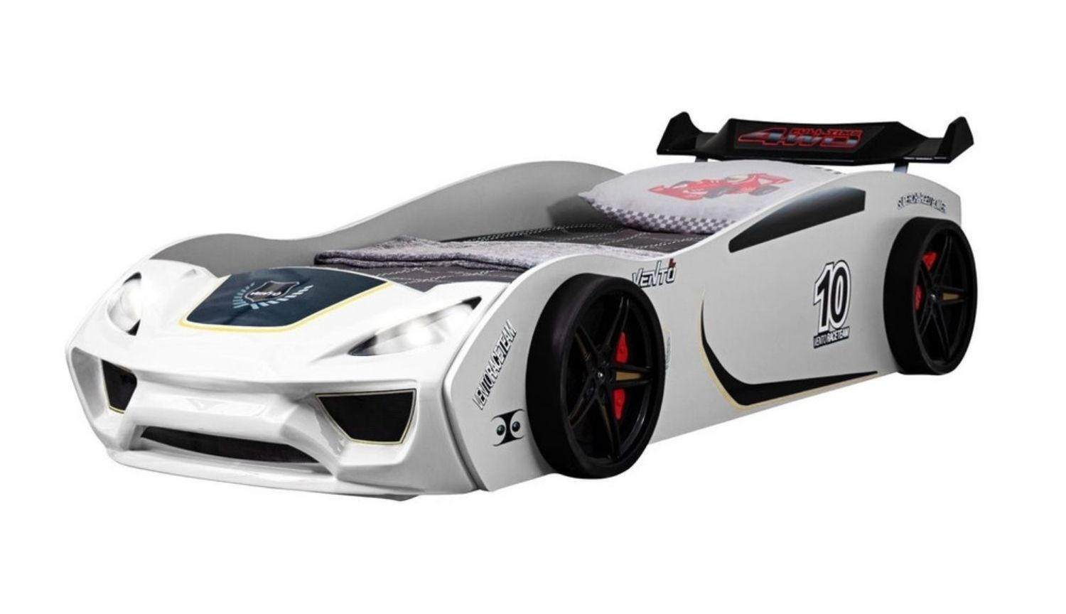 AUTOBETT VENTO SPORT in Weiß Kinderbett mit Lederpolster und Lattenrost - Weiß, Holzwerkstoff (90/200cm) - Coemo