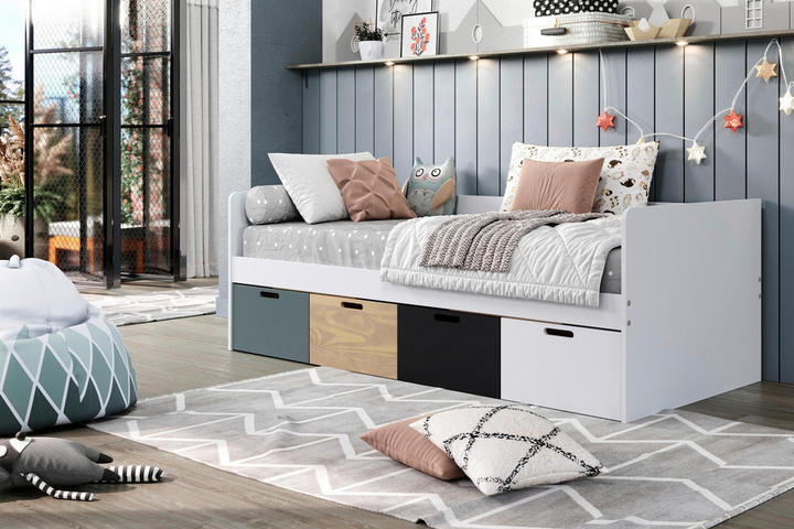 weißes Stauraumbett für Kinder