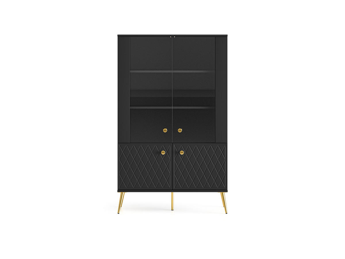 VITRINE Eljot Schwarz Matt / Gold 92 / 40 / 149cm - Goldfarben/Schwarz, Holz/Holzwerkstoff (92/149/40cm) - Feldmann-Wohnen