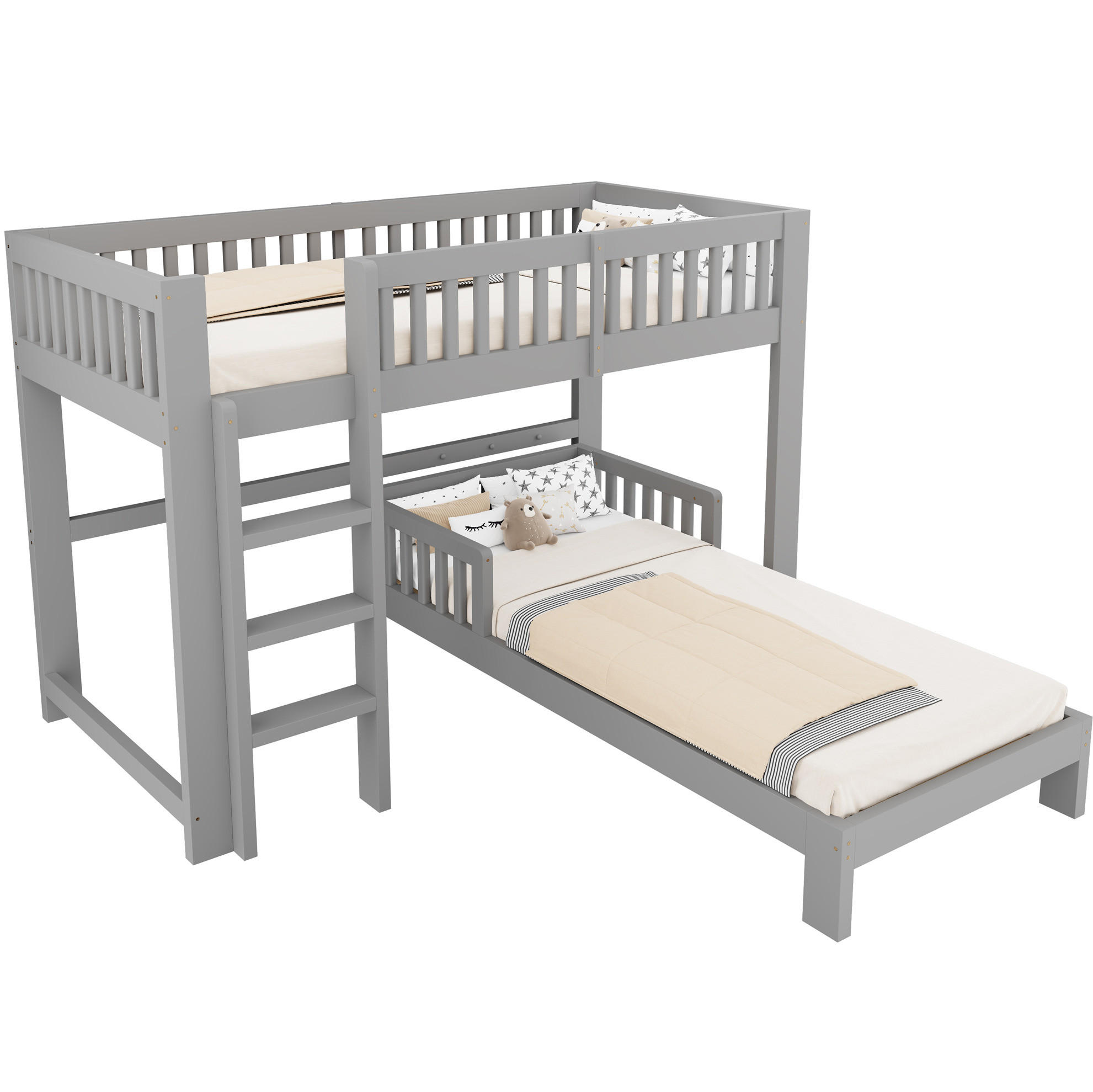 Modfu Kinderbett-Set Grau 90x200 cm