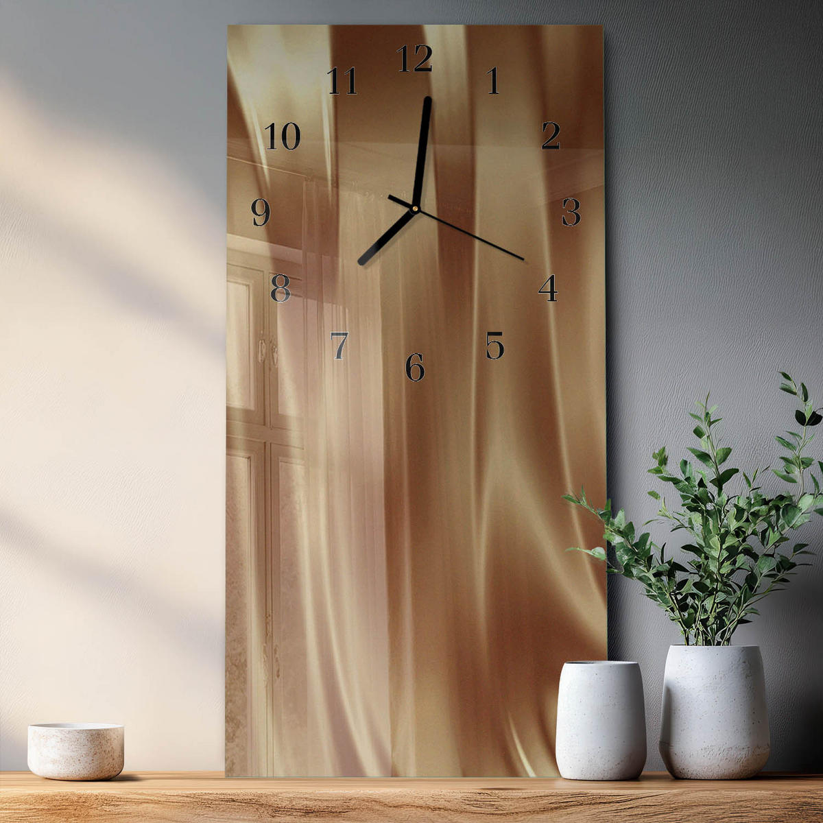 WANDUHR 60x30 cm - Horizont - Goldfarben, Glas (30/60/0.4cm) - TULUP