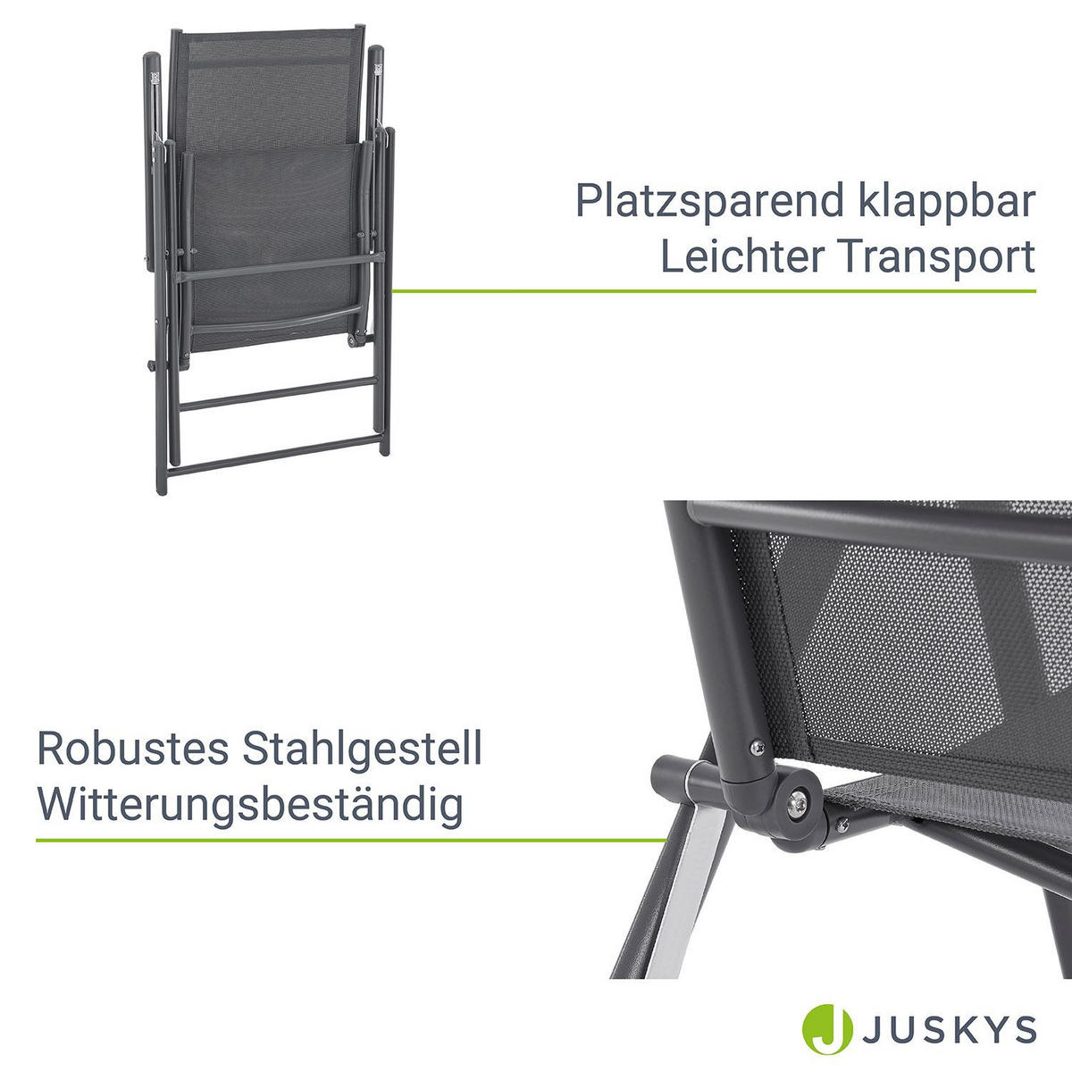 GARTENSTUHL Calena Anthrazit klappbar (4er Set) - Anthrazit, Metall (57/105/68cm) - Juskys
