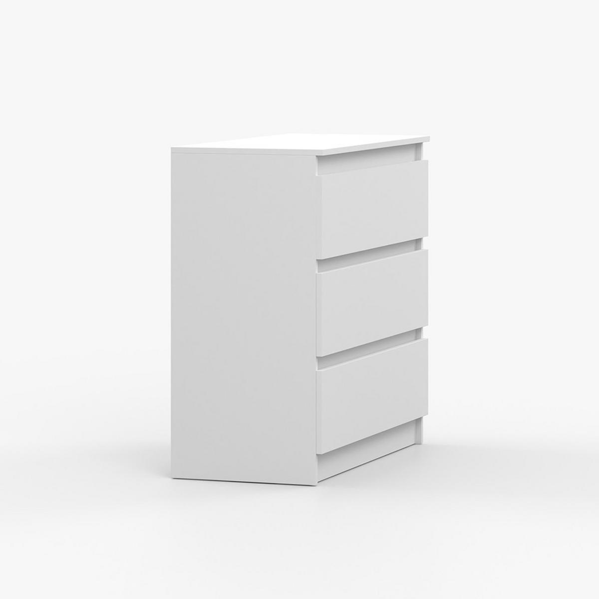KOMMODE SOLO 3S, Schlafzimmer, Sideboard Anrichte 90 cm Weiß/Weiß, drei Schubladen, grifflos - Weiß, Holzwerkstoff (90/86/42cm) - imoebel24