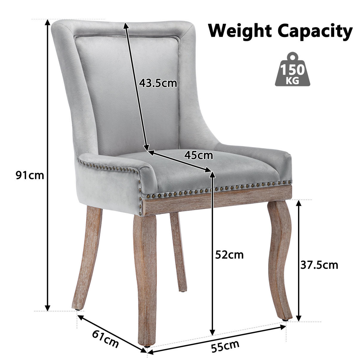 ESSZIMMERSTUHL 2er Set Samt Grau Polsterstuhl Massivholz Modern - Grau, Textil (55/91/61cm) - FLIEKS