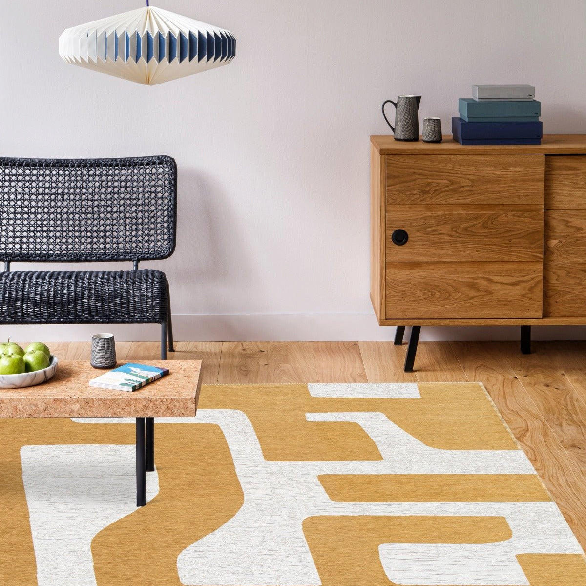 ZEITGENÖSSISCHER Teppich 100% recycelt gelb - Gelb, Textil (120/170cm) - AFK Living