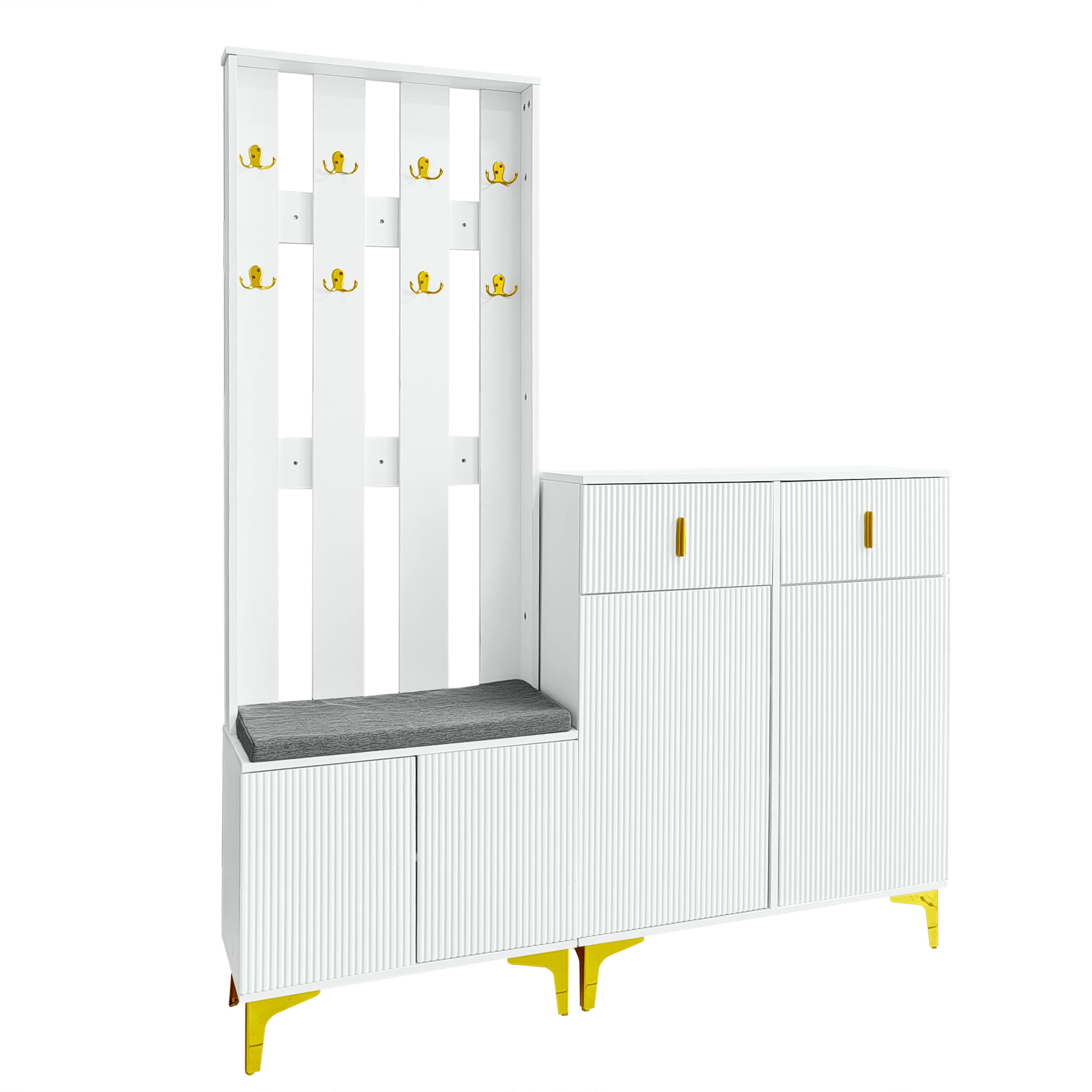 SCHUHSCHRANK aus Spanplatte 83x35x101cm in Weiß mit 2 Schubladen & 2 Türen - Weiß, Holzwerkstoff (83/101/35cm) - Modfu