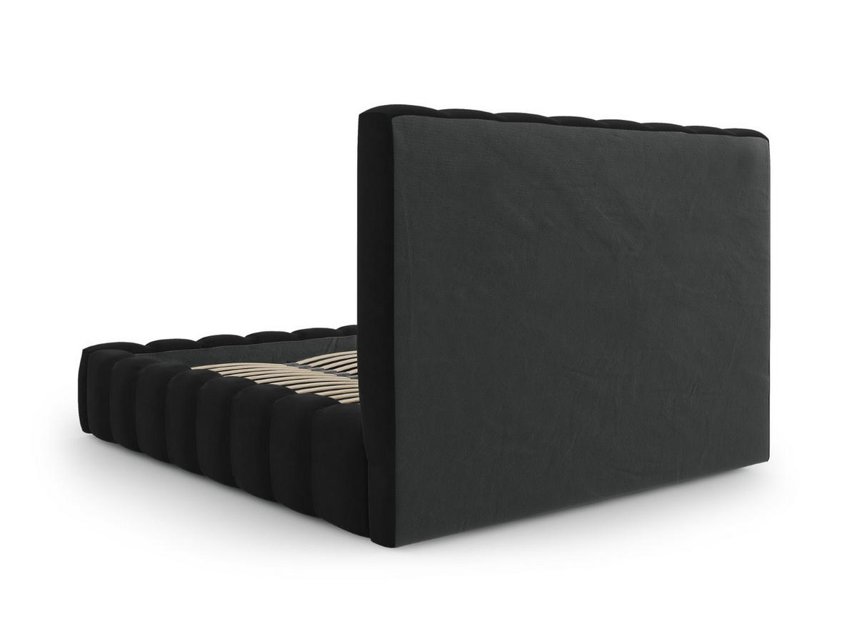 BETT mit Bettkasten und Kopfteil Kelp aus Samt schwarz 200x200cm - Schwarz, Textil (200/200cm) - Micadoni