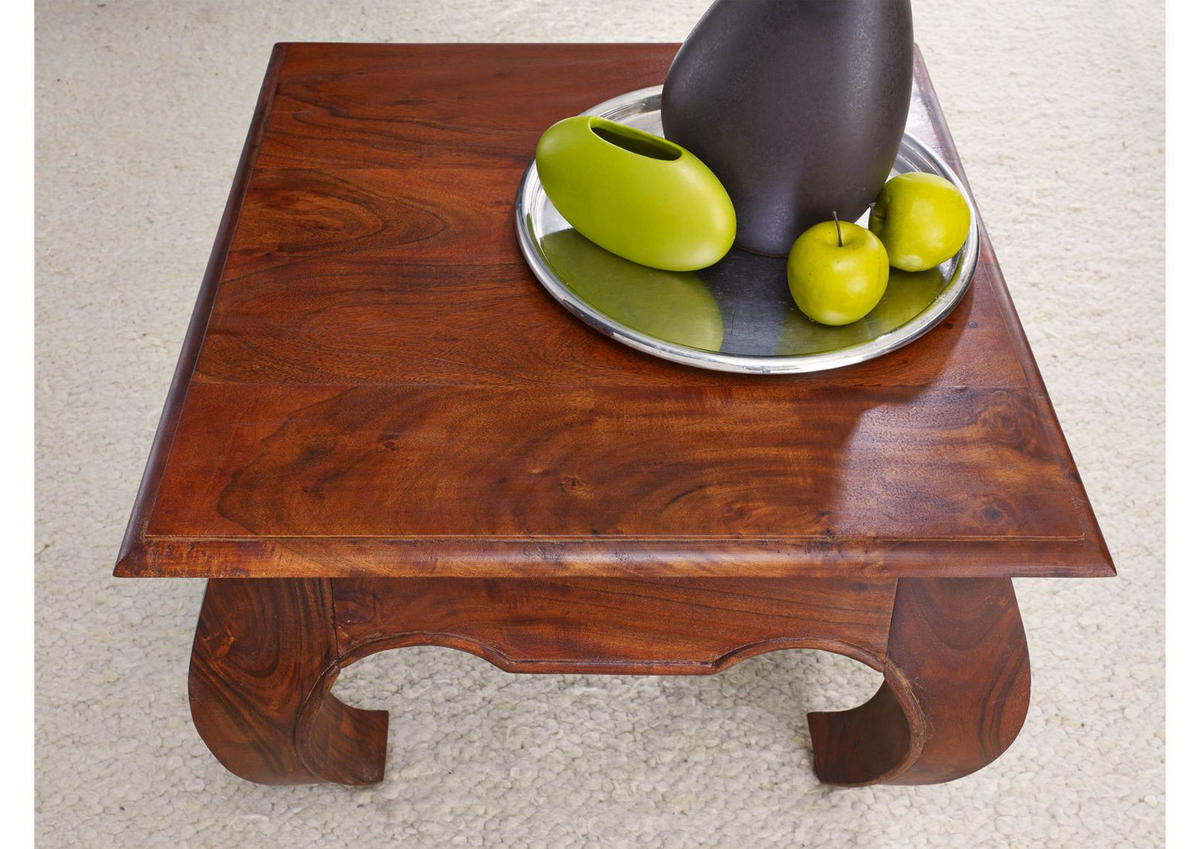 COUCHTISCH Akazie 60x60x40 nougat lackiert OPIUM #612 - Dunkelbraun, Holz (60/60/41cm) - Massivmoebel24