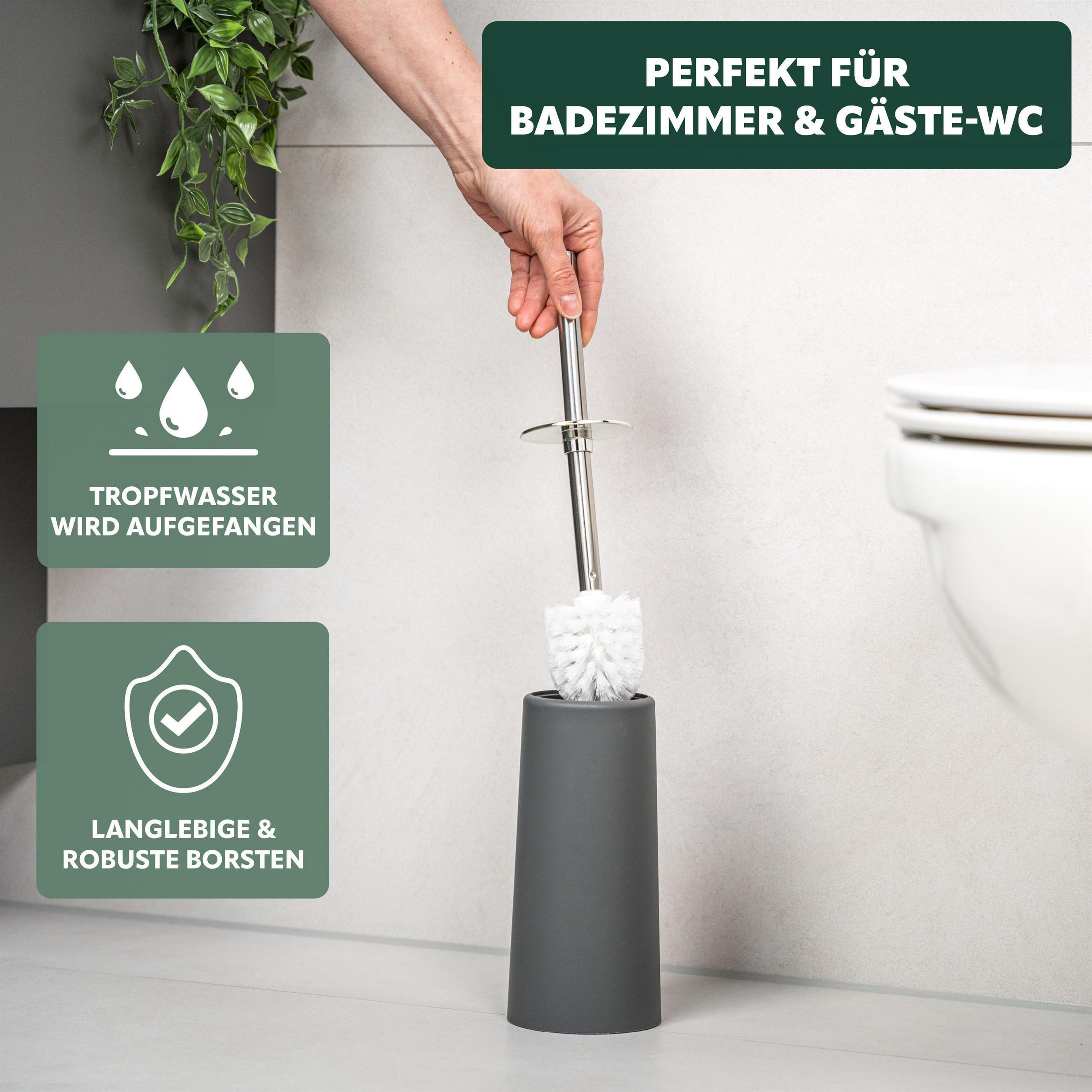 Thumbnail - bremermann Wc-Bürste, Grau, Kunststoff, 10x34.5x10 cm, Badezimmer, WC Ausstattung, WC Bürstengarnituren