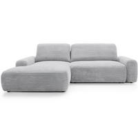 ECKSOFA 260 cm Cantara mit Cordstoff, Bettkasten, Links, Grau - Grau, Holz (264/162cm) - Emporius
