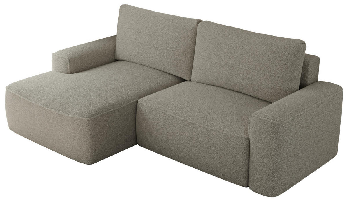 ECKSOFA BELLUNO L Hellgrau Boucle - Links - Hellgrau/Schwarz, Textil (144/233cm) - MKS
