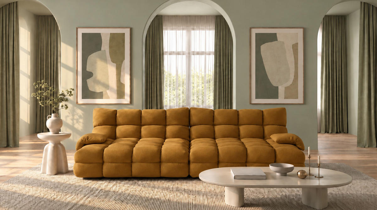 BIG SOFA AMIA Braun Velvet - Dunkelbraun/Schwarz, Kunststoff/Textil (290/86/178cm) - KAWOLA
