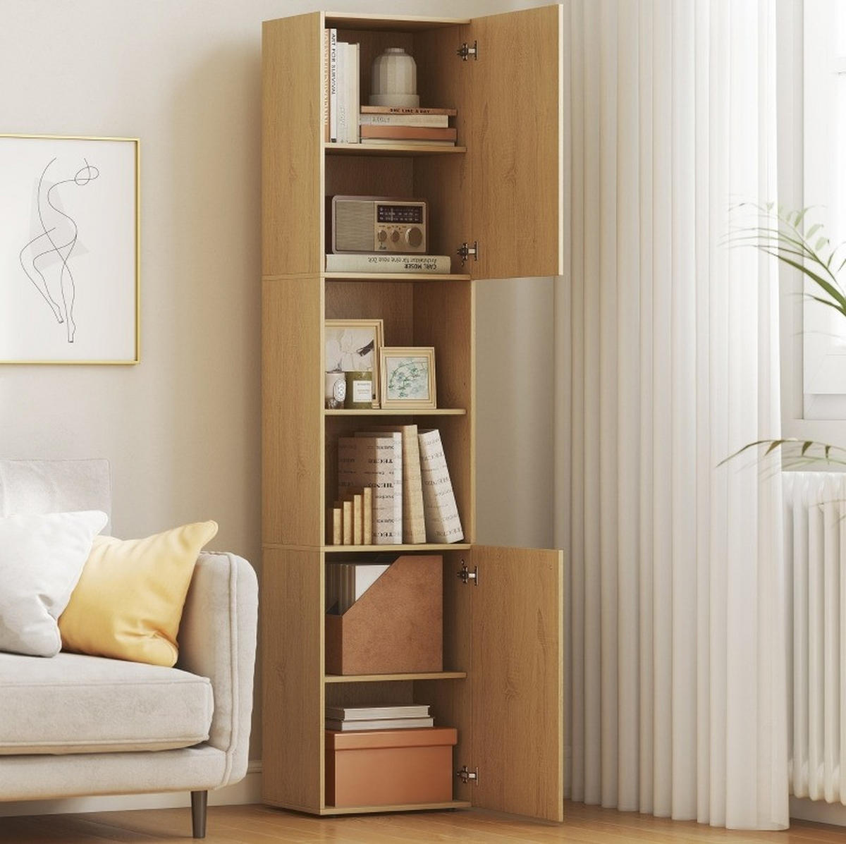 HOCHSCHRANK 40/31/182 cm aus Holz mit verstellbaren Einlegeböden Eichefarben - Eichefarben, Holzwerkstoff (40/182/31cm) - Modenvie