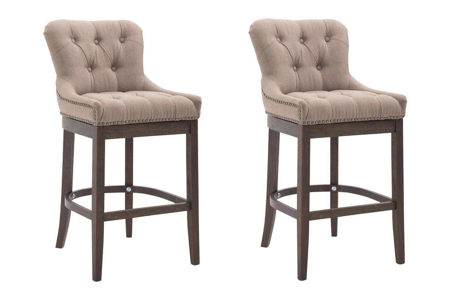 BARHOCKER 2er Set Stoff Taupe - Taupe, Holz/Textil (55/109/57cm) - CLP