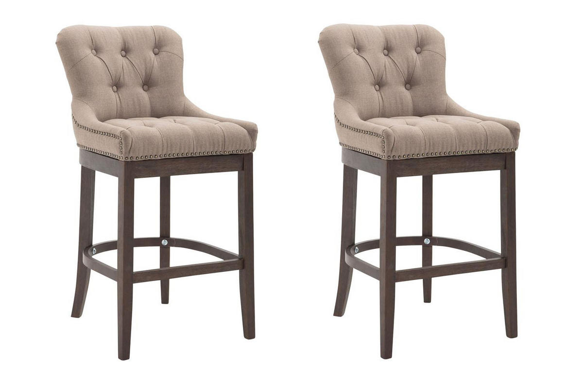 BARHOCKER 2er Set Stoff Taupe - Taupe, Holz/Textil (55/109/57cm) - CLP