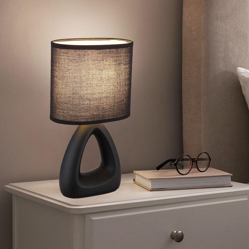 TISCHLEUCHTE Keramik Schwarz Textil - Schwarz, Textil (17/10/30cm) - Globo Lighting