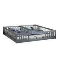 KINDERBETT 90/200 cm Grau aus Kiefernholz und MDF mit Sicherheitsgitter und Lattenrost - Grau, Holz (90/200cm) - OKMYHOME