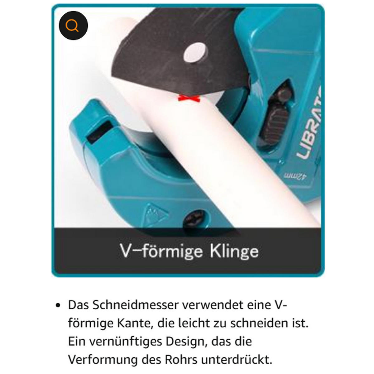 KUNSTSTOFFROHRSCHNEIDER 42 mm mit Ratschenmechanik und Ersatzklinge - Blau, Metall (24/3.5/8.2cm) - LIBRATON