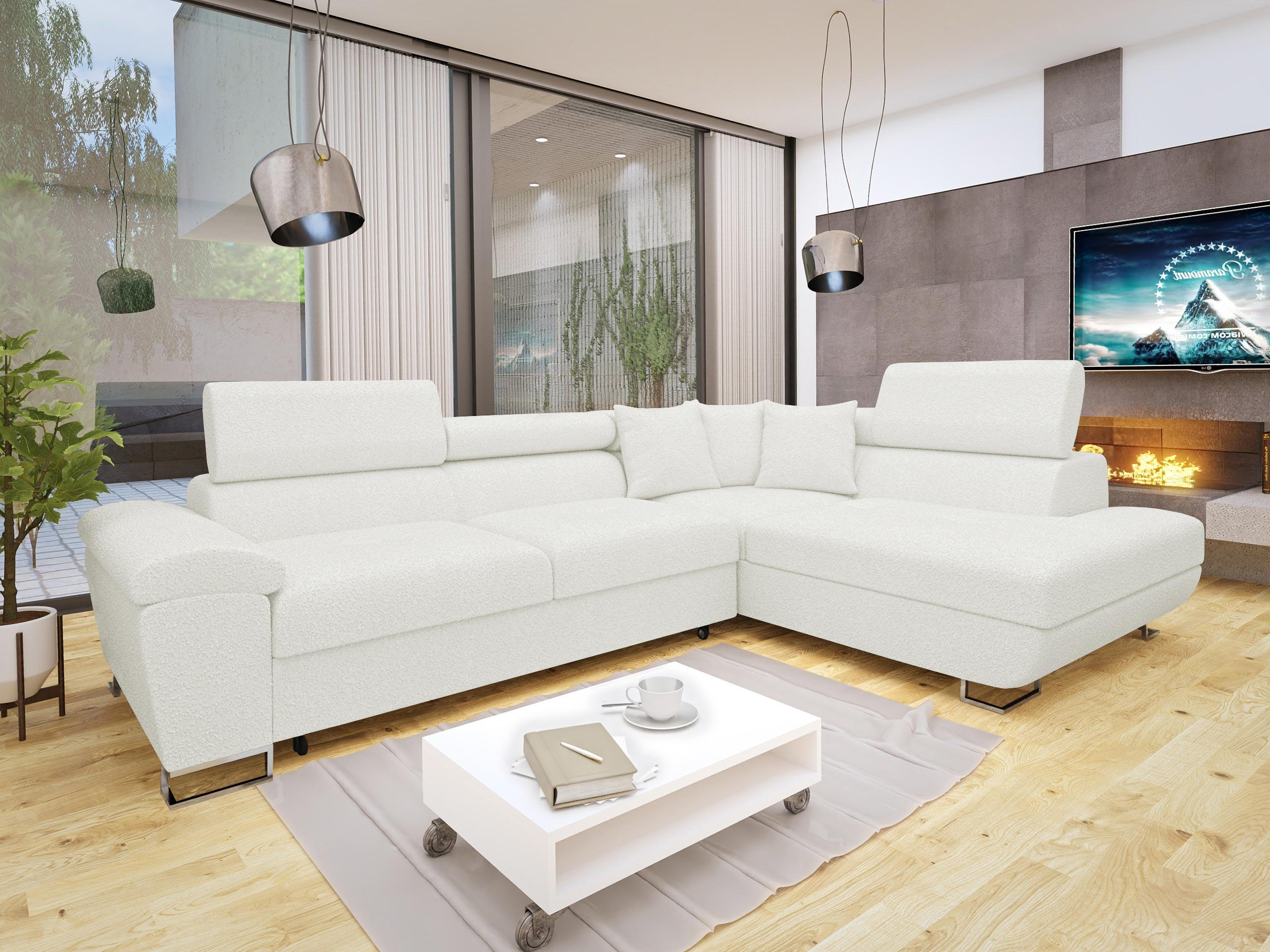ECKSOFA Cotere Premium, Seite: Rechts - Creme, Holz/Textil (270/202cm) - MIRJAN24