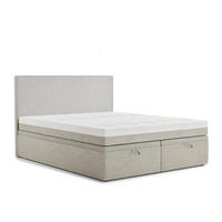 BOXBETT 180/200 cm Tegal, in Hellgrau, Matratze, gepolstertes Kopfteil, Bettkasten, H3 = fest - Hellgrau/Schwarz, Holz/Holzwerkstoff (180/200cm) - Maison de Reve