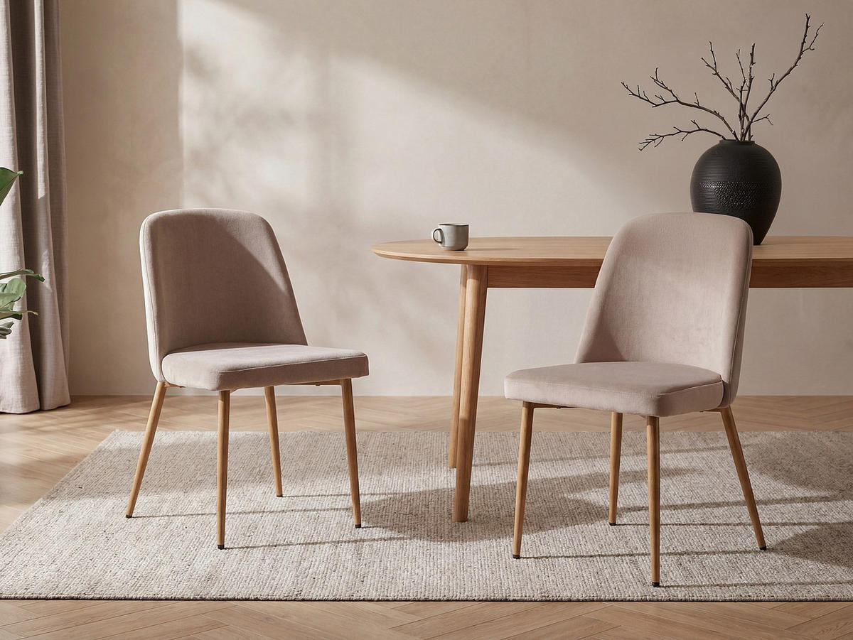 STUHL - 47.5 cm x 56 cm - Samt, Stoff - Beige - MINAGRI - Beige, Textil (47.5/84/56cm) - Vente-Unique