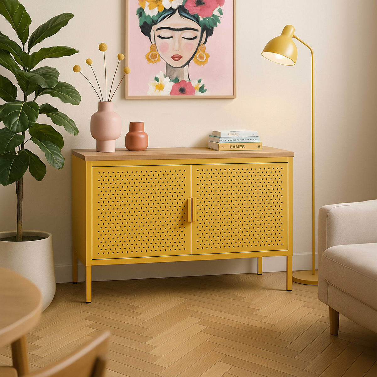 SIDEBOARD 100 cm, Gelb - Gelb, Metall (100/60/40cm) - Oviala