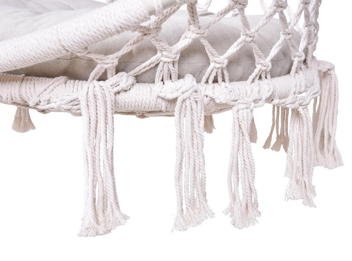 HÄNGESESSEL Angers Geflecht Weiß Polyester Hängesitz Hängekorb - Weiß, Kunststoff (80/125/60cm) - DELUKE