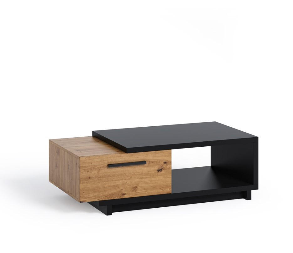 COUCHTISCH Zonda 120x60 mit zwei Schubladen - Schwarz/Eiche Artisan, Holzwerkstoff/Kunststoff (60/120/40cm) - Ravio
