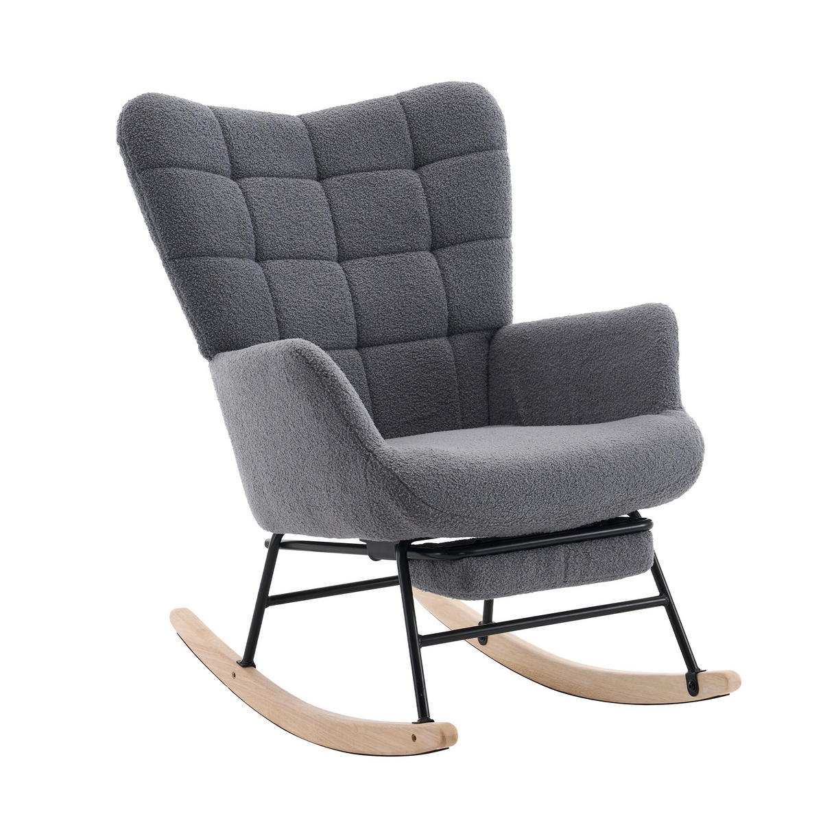 SCHAUKELSTUHL 91/61/88 cm mit hoher Rückenlehne und Fußstütze, Grau - Grau, Textil (88/91/68cm) - Redom